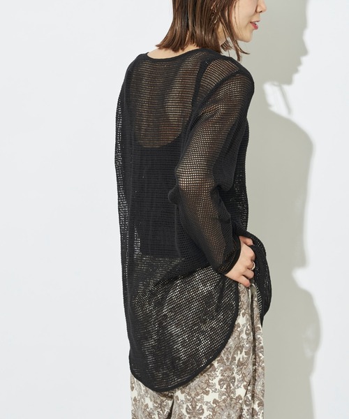 prose verse（プロズヴェール）の「《WEB限定》ラウンドヘムメッシュニット（Tシャツ/カットソー・レディース・アイボリー/ブラック・ﾌﾘ-）」の21枚目の写真