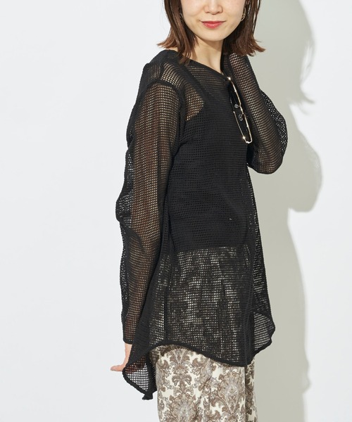 prose verse（プロズヴェール）の「《WEB限定》ラウンドヘムメッシュニット（Tシャツ/カットソー・レディース・アイボリー/ブラック・ﾌﾘ-）」の11枚目の写真