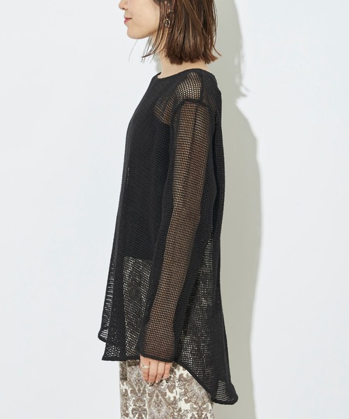 prose verse（プロズヴェール）の「《WEB限定》ラウンドヘムメッシュニット（Tシャツ/カットソー・レディース・アイボリー/ブラック・ﾌﾘ-）」の10枚目の写真