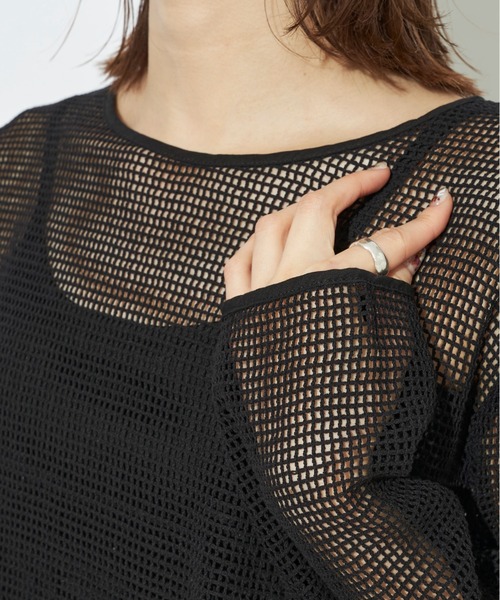 prose verse（プロズヴェール）の「《WEB限定》ラウンドヘムメッシュニット（Tシャツ/カットソー・レディース・アイボリー/ブラック・ﾌﾘ-）」の9枚目の写真