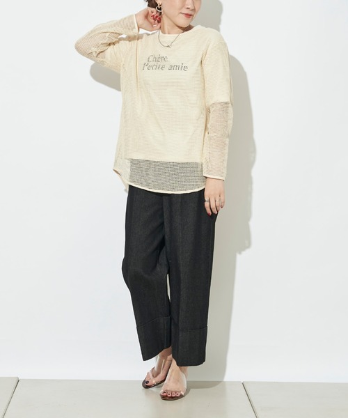 prose verse（プロズヴェール）の「《WEB限定》ラウンドヘムメッシュニット（Tシャツ/カットソー・レディース・アイボリー/ブラック・ﾌﾘ-）」の12枚目の写真