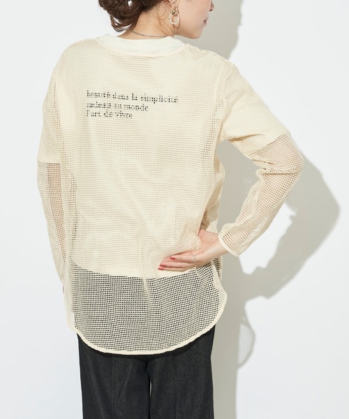 prose verse（プロズヴェール）の「《WEB限定》ラウンドヘムメッシュニット（Tシャツ/カットソー・レディース・アイボリー/ブラック・ﾌﾘ-）」の8枚目の写真