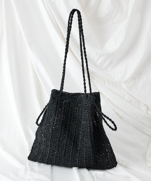 COLONY 2139（コロニートゥーワンスリーナイン）の「ペーパービッグ巾着バッグ/トートバッグ（ショルダーバッグ・レディース・ブラック/アイボリー/グレイッシュベージュ・FREE）」の9枚目の写真