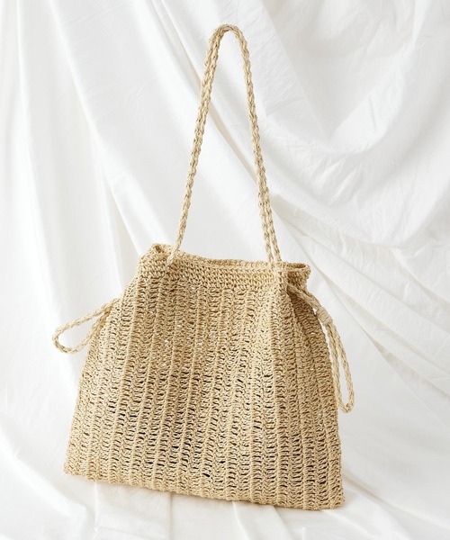 COLONY 2139（コロニートゥーワンスリーナイン）の「ペーパービッグ巾着バッグ/トートバッグ（ショルダーバッグ・レディース・ブラック/アイボリー/グレイッシュベージュ・FREE）」の11枚目の写真