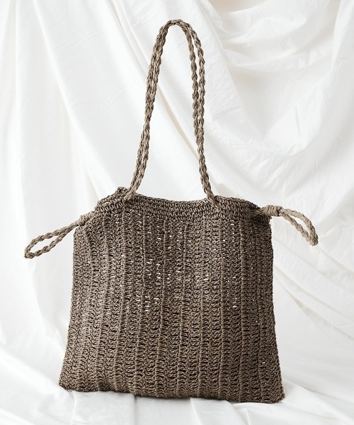 COLONY 2139（コロニートゥーワンスリーナイン）の「ペーパービッグ巾着バッグ/トートバッグ（ショルダーバッグ・レディース・ブラック/アイボリー/グレイッシュベージュ・FREE）」の12枚目の写真