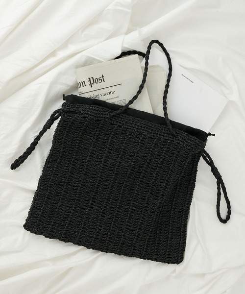 COLONY 2139（コロニートゥーワンスリーナイン）の「ペーパービッグ巾着バッグ/トートバッグ（ショルダーバッグ・レディース・ブラック/アイボリー/グレイッシュベージュ・FREE）」の15枚目の写真