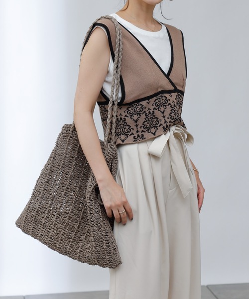 COLONY 2139（コロニートゥーワンスリーナイン）の「ペーパービッグ巾着バッグ/トートバッグ（ショルダーバッグ・レディース・ブラック/アイボリー/グレイッシュベージュ・FREE）」の20枚目の写真