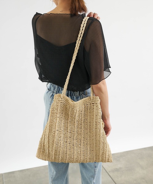 COLONY 2139（コロニートゥーワンスリーナイン）の「ペーパービッグ巾着バッグ/トートバッグ（ショルダーバッグ・レディース・ブラック/アイボリー/グレイッシュベージュ・FREE）」の17枚目の写真