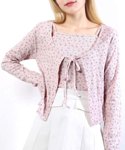 WC(ダブル シー)の「フラワーキャミカーデセット(アンサンブル・レディース・ホワイト/サックスブルー/ピンク/イエロー・FREE)」の4枚目の写真