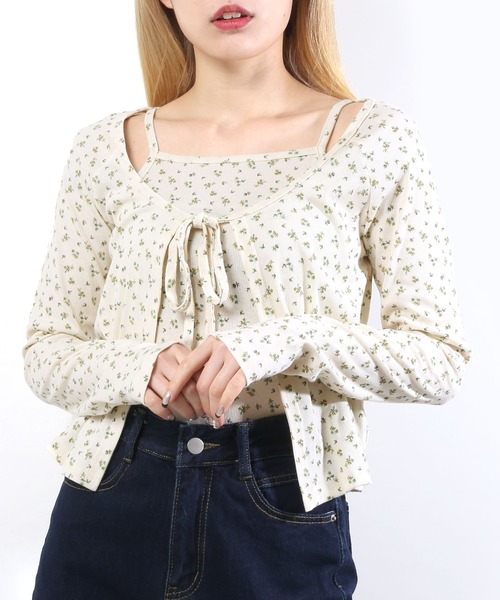 WC(ダブル シー)の「フラワーキャミカーデセット(アンサンブル・レディース・ホワイト/サックスブルー/ピンク/イエロー・FREE)」の14枚目の写真