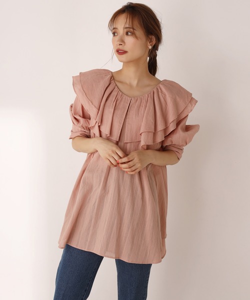 one after another NICE CLAUP（ワンアフターアナザーナイスクラップ）の「ラッフルフリルブラウス（シャツ/ブラウス・レディース・オフホワイト/ブラック/ブラック系その他/グリーン/コーラルピンク・FREE）」の18枚目の写真