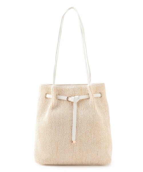 grove（グローブ）の「◆タックベルトコンビトート（トートバッグ・レディース・ホワイト系6/サックスブルー系7/ブラック/ライトグレー/イエロー系その他5・00）」の2枚目の写真