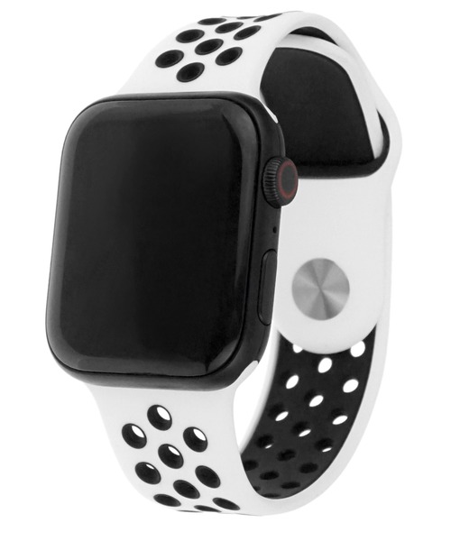 SBG（エスビー）の「アップルウォッチ対応 スポーツシリコンバンド / SBG（デジタル腕時計・レディース・アイボリー/ミント/ブラック×グレー/ホワイト×ブラック/グレー系その他/ピンク系その他/グレー×ホワイト/ブラック×グリーン/ホワイト×ピンク/ブラック×イエロー/ネイビー系/パープル系・44mm/40mm）」の3枚目の写真