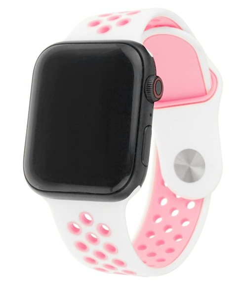 SBG（エスビー）の「アップルウォッチ対応 スポーツシリコンバンド / SBG（デジタル腕時計・レディース・アイボリー/ミント/ブラック×グレー/ホワイト×ブラック/グレー系その他/ピンク系その他/グレー×ホワイト/ブラック×グリーン/ホワイト×ピンク/ブラック×イエロー/ネイビー系/パープル系・44mm/40mm）」の4枚目の写真