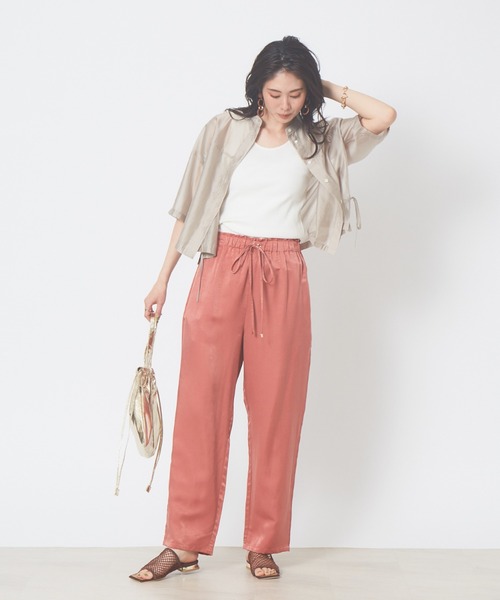 abahouse mavie（アバハウスマヴィ）の「【販売店舗限定】サイドリボンシアーショートシャツ（シャツ/ブラウス・レディース・ブラック/グレイッシュベージュ/ライム/ブルー・フリー）」の5枚目の写真