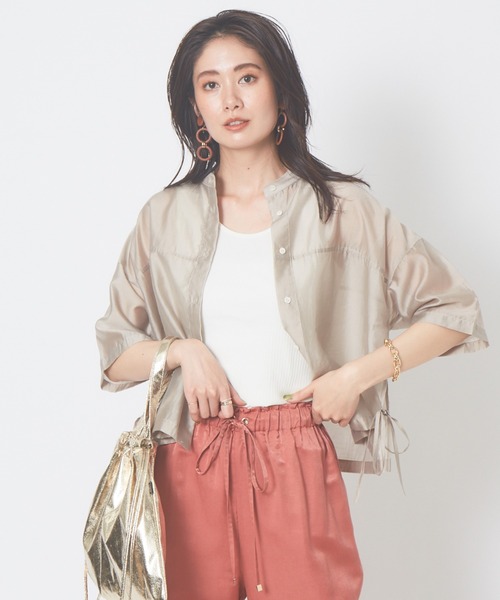 abahouse mavie（アバハウスマヴィ）の「【販売店舗限定】サイドリボンシアーショートシャツ（シャツ/ブラウス・レディース・ブラック/グレイッシュベージュ/ライム/ブルー・フリー）」の9枚目の写真