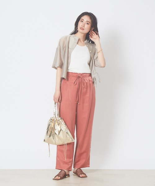 abahouse mavie（アバハウスマヴィ）の「【販売店舗限定】サイドリボンシアーショートシャツ（シャツ/ブラウス・レディース・ブラック/グレイッシュベージュ/ライム/ブルー・フリー）」の13枚目の写真