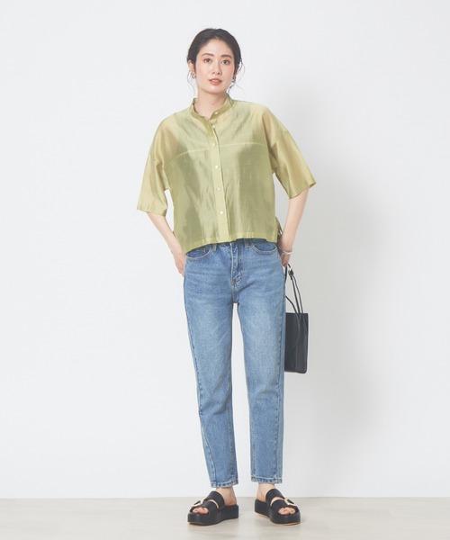 abahouse mavie（アバハウスマヴィ）の「【販売店舗限定】サイドリボンシアーショートシャツ（シャツ/ブラウス・レディース・ブラック/グレイッシュベージュ/ライム/ブルー・フリー）」の15枚目の写真