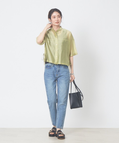 abahouse mavie（アバハウスマヴィ）の「【販売店舗限定】サイドリボンシアーショートシャツ（シャツ/ブラウス・レディース・ブラック/グレイッシュベージュ/ライム/ブルー・フリー）」の11枚目の写真