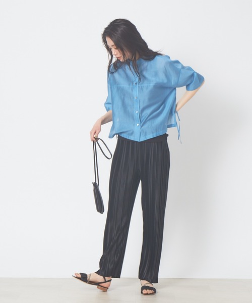 abahouse mavie（アバハウスマヴィ）の「【販売店舗限定】サイドリボンシアーショートシャツ（シャツ/ブラウス・レディース・ブラック/グレイッシュベージュ/ライム/ブルー・フリー）」の16枚目の写真