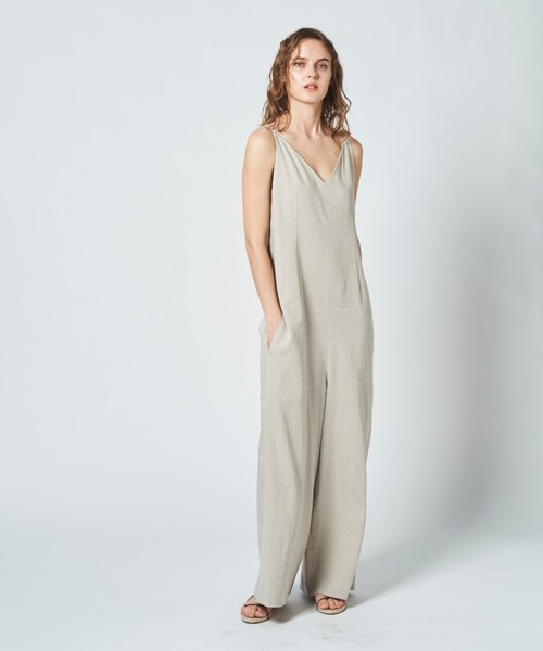 N.O.R.C（ノーク）の「リネンミックスキャミオールインワン（ワンピース・レディース・ブラック/サンドベージュ・S/M）」の2枚目の写真