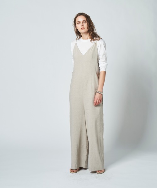 N.O.R.C（ノーク）の「リネンミックスキャミオールインワン（ワンピース・レディース・ブラック/サンドベージュ・S/M）」の4枚目の写真