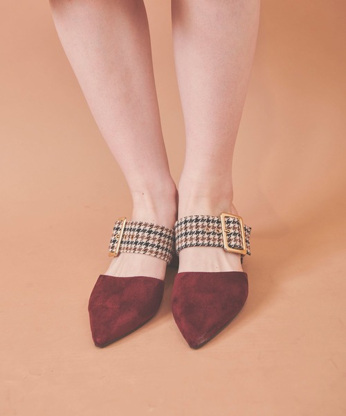 31 Sons de mode(トランテアン ソン ドゥ モード)の「チェックベルトミュール(その他シューズ・レディース・ブラック/キャメル/ボルドー・24.5/23.5/22.5)」の6枚目の写真