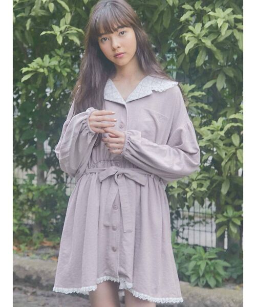 merry jenny（メリージェニー）の「レースカラー2wayトレンチワンピース（ワンピース・レディース・ブラック/ベージュ/ピンク・FREE）」の9枚目の写真