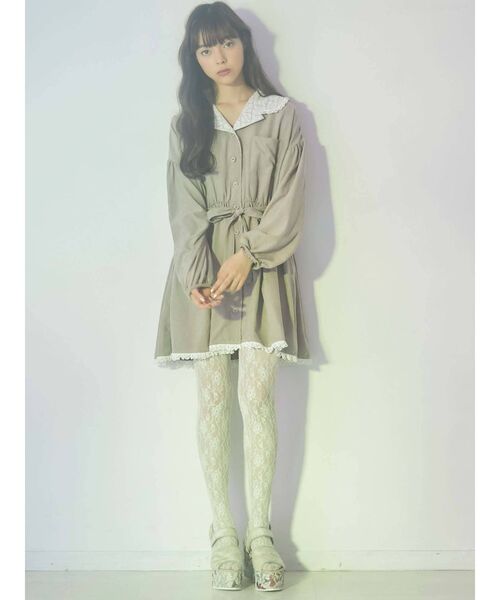 merry jenny（メリージェニー）の「レースカラー2wayトレンチワンピース（ワンピース・レディース・ブラック/ベージュ/ピンク・FREE）」の19枚目の写真