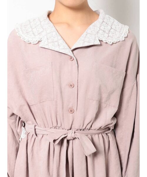 merry jenny（メリージェニー）の「レースカラー2wayトレンチワンピース（ワンピース・レディース・ブラック/ベージュ/ピンク・FREE）」の7枚目の写真