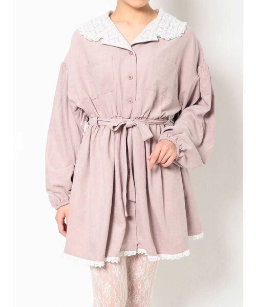 merry jenny（メリージェニー）の「レースカラー2wayトレンチワンピース（ワンピース・レディース・ブラック/ベージュ/ピンク・FREE）」の17枚目の写真