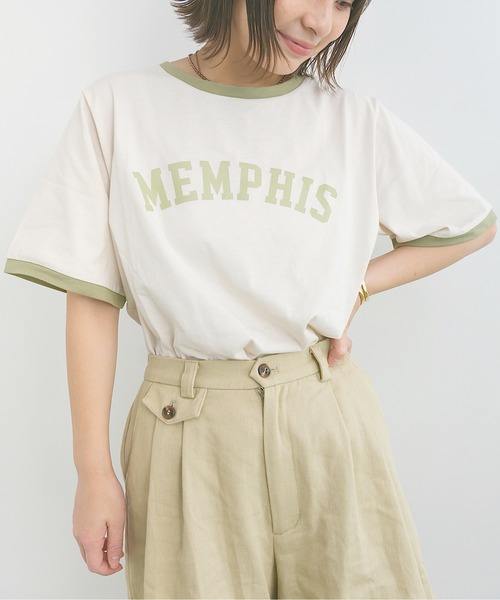 nemne store(ネンネストア)の「プールで泳ぐロゴリンガーT(Tシャツ/カットソー・レディース・ベージュ/オフホワイト/カーキ・F)」の20枚目の写真