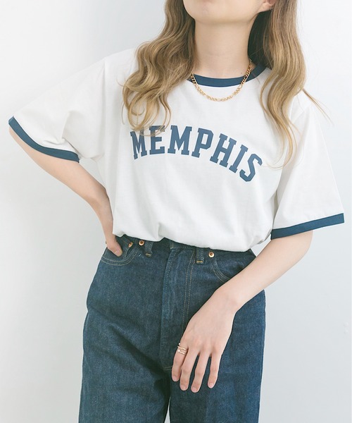 nemne store(ネンネストア)の「プールで泳ぐロゴリンガーT(Tシャツ/カットソー・レディース・ベージュ/オフホワイト/カーキ・F)」の13枚目の写真