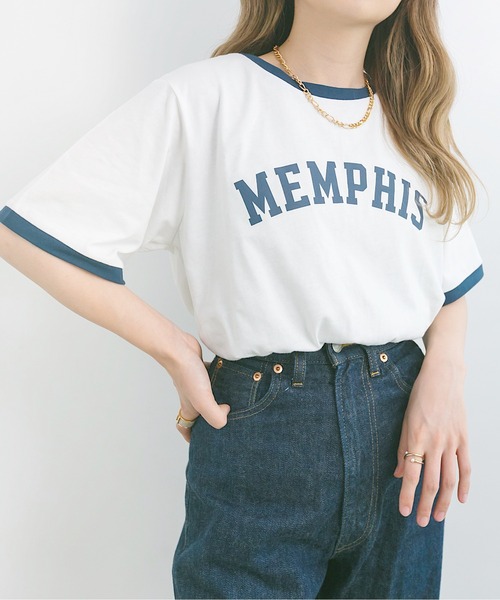 nemne store(ネンネストア)の「プールで泳ぐロゴリンガーT(Tシャツ/カットソー・レディース・ベージュ/オフホワイト/カーキ・F)」の4枚目の写真