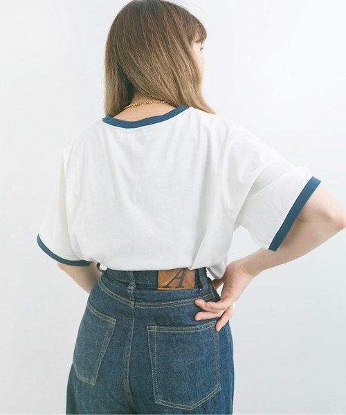 nemne store(ネンネストア)の「プールで泳ぐロゴリンガーT(Tシャツ/カットソー・レディース・ベージュ/オフホワイト/カーキ・F)」の18枚目の写真