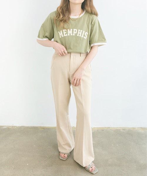 nemne store(ネンネストア)の「プールで泳ぐロゴリンガーT(Tシャツ/カットソー・レディース・ベージュ/オフホワイト/カーキ・F)」の14枚目の写真