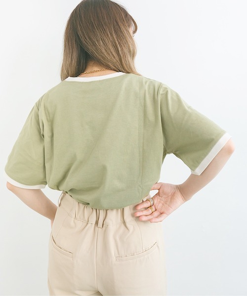 nemne store(ネンネストア)の「プールで泳ぐロゴリンガーT(Tシャツ/カットソー・レディース・ベージュ/オフホワイト/カーキ・F)」の10枚目の写真