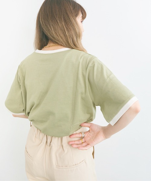 nemne store(ネンネストア)の「プールで泳ぐロゴリンガーT(Tシャツ/カットソー・レディース・ベージュ/オフホワイト/カーキ・F)」の19枚目の写真