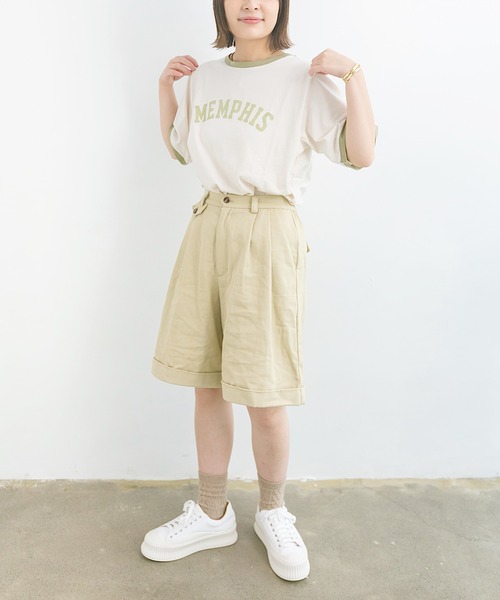 nemne store(ネンネストア)の「プールで泳ぐロゴリンガーT(Tシャツ/カットソー・レディース・ベージュ/オフホワイト/カーキ・F)」の6枚目の写真