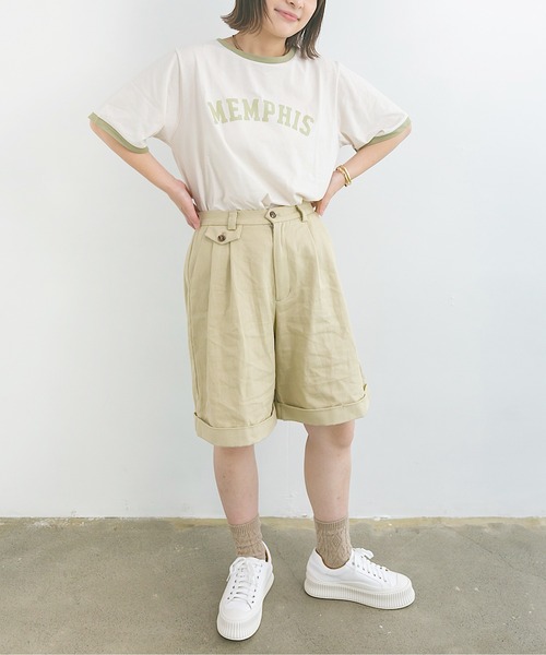 nemne store(ネンネストア)の「プールで泳ぐロゴリンガーT(Tシャツ/カットソー・レディース・ベージュ/オフホワイト/カーキ・F)」の11枚目の写真