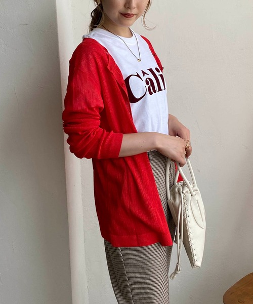 CAPRICIEUX LE'MAGE（カプリシューレマージュ）の「2WAY柄編みリブカーディガン（カーディガン/ボレロ・レディース・ブラック/ベージュ/グリーン/レッド・FREE）」の4枚目の写真