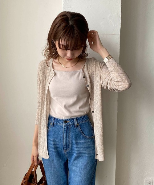 CAPRICIEUX LE'MAGE（カプリシューレマージュ）の「2WAY柄編みリブカーディガン（カーディガン/ボレロ・レディース・ブラック/ベージュ/グリーン/レッド・FREE）」の16枚目の写真