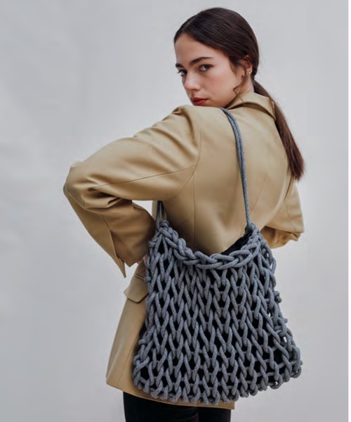 ALIENINA（アリエニーナ）の「【ALIENINA/アリエニーナ】ショルダーバッグ　ハンドメイド　コットンロープ バッグ（ショルダーバッグ・レディース・ブラック/ベージュ/ライトブラウン/ホワイト・FREE）」の21枚目の写真