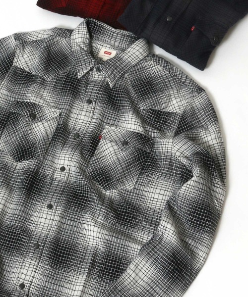 Levi's（リーバイス）の「Levi's/リーバイス  フラップポケットウエスタン ネルチェックシャツ（シャツ/ブラウス・メンズ・グレー/ブラック/レッド・L/XL）」の5枚目の写真