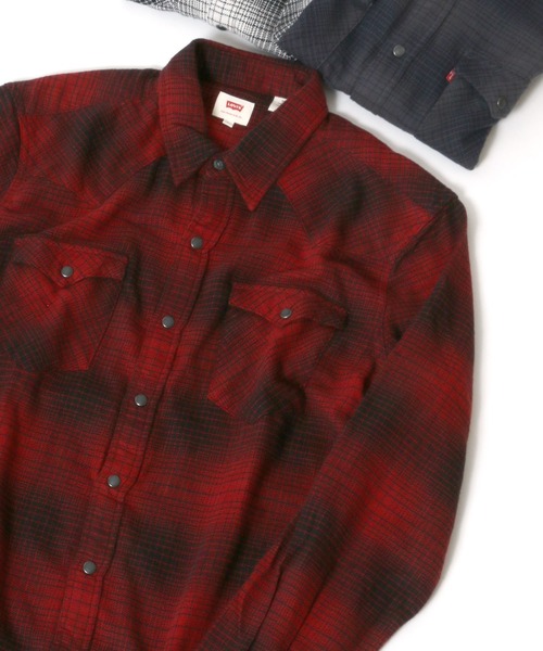 Levi's（リーバイス）の「Levi's/リーバイス  フラップポケットウエスタン ネルチェックシャツ（シャツ/ブラウス・メンズ・グレー/ブラック/レッド・L/XL）」の10枚目の写真