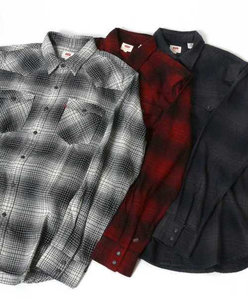 Levi's（リーバイス）の「Levi's/リーバイス  フラップポケットウエスタン ネルチェックシャツ（シャツ/ブラウス・メンズ・グレー/ブラック/レッド・L/XL）」の16枚目の写真