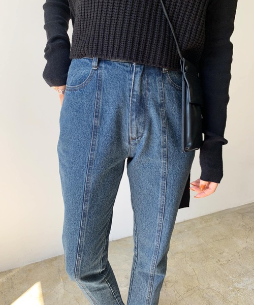 LIAN（リアン）の「デニム/ヘビーツイルスリットスキニーパンツ（デニムパンツ・レディース・ライトブルー/ブラック/アイボリー/ダークブラック/ブルー・SMALL/MEDIUM/LARGE）」の10枚目の写真