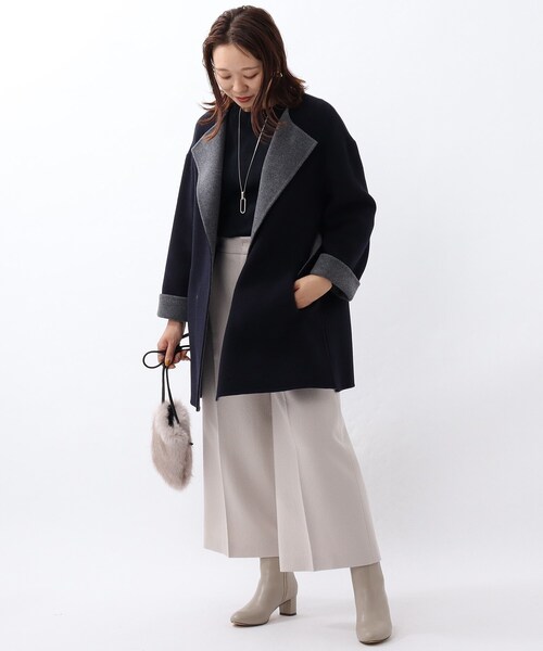 UNTITLED（アンタイトル）の「◇ベルテッド配色ミドルリバーコート