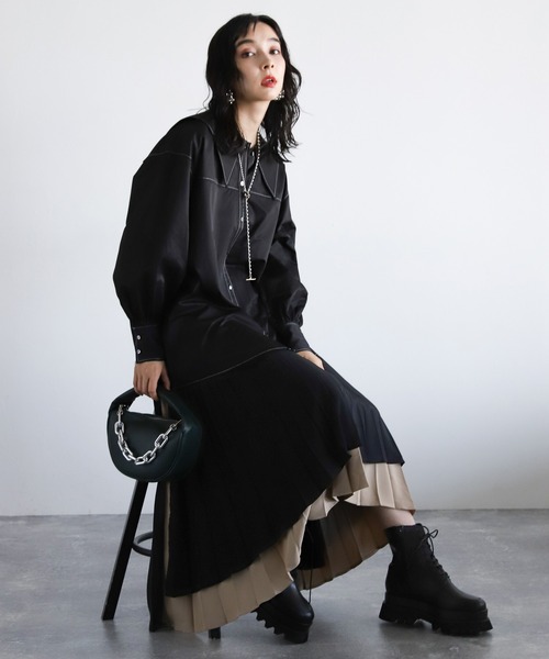 HARE（ハレ）の「ボリュームソールコンバットブーツ(HARE)（ブーツ・レディース・ホワイト/ブラック・M/L）」の6枚目の写真