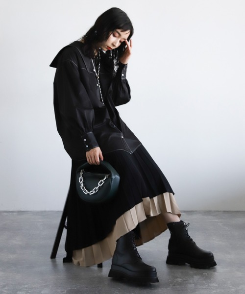 HARE（ハレ）の「ボリュームソールコンバットブーツ(HARE)（ブーツ・レディース・ホワイト/ブラック・M/L）」の3枚目の写真